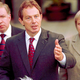 Prime Minister Tony Blair speaks to reporters about Benny Hill's alleged videotaped improprieties.